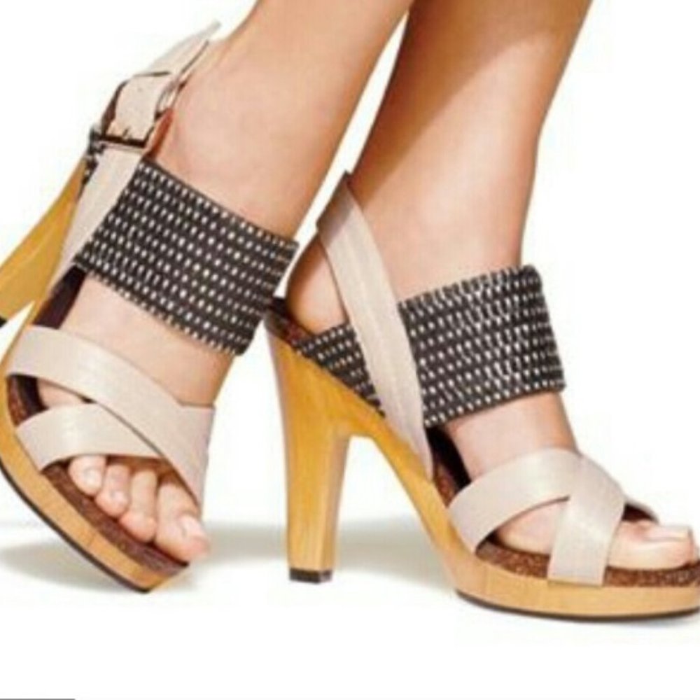 NWOT!!! Wooden High Heels w/Slingback Buckle